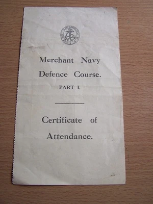 Merchant Navy Defence Course Part 1 Certificate of Attendance 1889 J W Pratt - Image 1 of 4