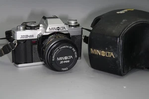 Minolta XG-M 35mm SLR Film Camera + Rokkor 50mm f/1.7 Lens, Case & Batteries - Picture 1 of 8