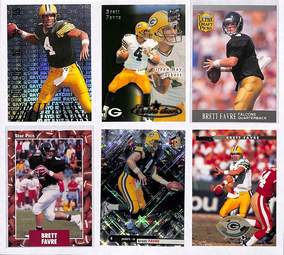 Brett Favre 6 Card Lot Green Bay Packers NFL Pro Set Draft Picks RC Game Day MVP - Image 1 of 1