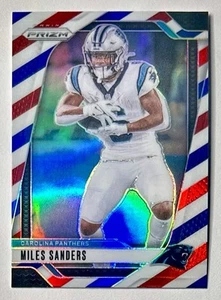 2024 Prizm Miles Sanders RWB Prizm rifrattore SP 38 Panthers rosso bianco e blu NFL - Foto 1 di 12