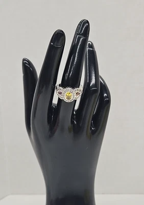 RSC-RS COVENANT SILVER COCKTAIL RING YELLOW & PINK STONES SIZE 7-(su - Image 1 of 4