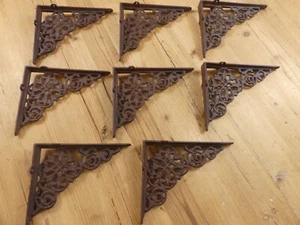8 Cast Iron Shelf Brackets New Old Style Rustic 7.75" x 6.25" Corbels Book Wall - Picture 1 of 11