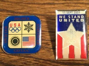 Vintage (2) USA Olympic Pins 9/11/01 Winter #36 USC 220506 by AMINCO - Picture 1 of 5