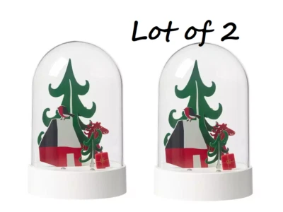 Lote de 2 Lámpara de Mesa Ikea STRALA LED Decorativa Navidad, Batería Cúpula/Bosque 7" Foto 1 de 4
