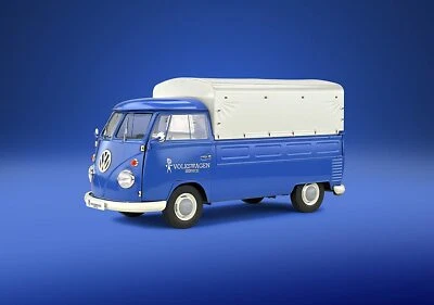 VW T1 PICK UP BULLI COPERTURA 1950 SERVIZIO BLU SOLIDO S1806702 1:18 VOLKSWAGEN - Immagine 1 di 4