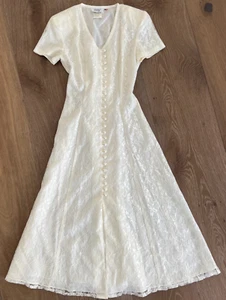 Vestido de Encaje Victoriano Marfil Jody of California Botones "perla" De Colección - Talla 0 - Imagen 1 de 7