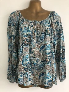 SCS / TK MAXX Paisley Top Size USA 10 UK 12 Relaxed Gathered Adjustable Sleeves - Picture 1 of 9