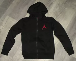 Nike JORDAN JUMPMAN Small ZIP UP HOODIE Jacket SWEATSHIRT Black RED Fleece NWOT - Picture 1 of 4