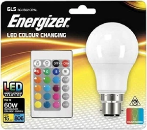 Energizer LED Gls 9W Colour Changing B22 RGB+W With Remote Control Bulb - Picture 1 of 1