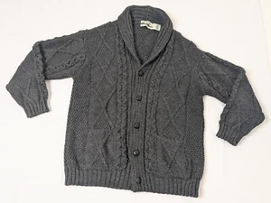 Cárdigan de pescador de lana merino L tejido grueso gris vintage de Arancrafts para mujer - Imagen 1 de 5