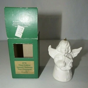 1978 GOEBEL GERMANY 3rd ED ANNUAL XMAS WHITE BISQUE ANGEL & HARP ORNAMENT BELL  - Picture 1 of 3
