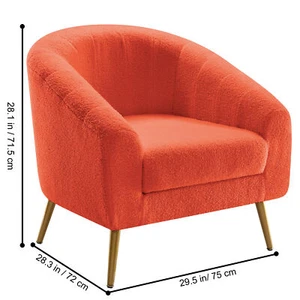 Teddy Fur Accent Chair Barrel Boucle Cream Modern Home Living Seating Furniture - Picture 1 of 58