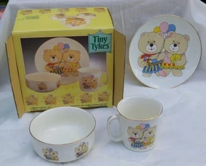 Vintage Tiny tykes Meal Set 3 Piece Dish Bowl Cup in Box Original Bears 1989 - Picture 1 of 3