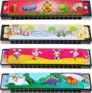 UPINS Kids Harmonica Party Favors,4Pcs Cartoon Harmonica Key of C 16 Hole Harmon - Picture 1 of 12