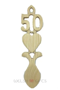 G50L - 50th Birthday Wooden Lovespoon (Light) - Can be engraved / personalised - Picture 1 of 1