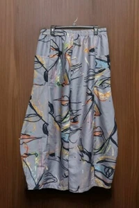 Unbranded Gray Abstract Wide Leg Casual Pants Women's Sz XXL 2XL Elastic Waist - Picture 1 of 5