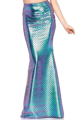 Iridescent Scale Mermaid Skirt Fancy Dress Up Halloween Adult Costume Accessory - Image 1 of 2