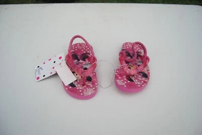 Minnie Mouse Toddler Girls Flip Flops Sandals Size S (5/6) With Heel Strap - Image 1 of 4