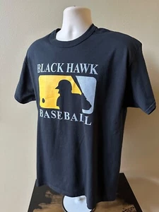 Russell Athletic NuBlend BLACK HAWK Baseball (L) Black T-shirt - Picture 1 of 4