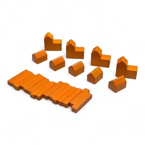 Catan Game Complete Set Cities Settlements and Roads Orange Official Pieces NEW! - Picture 1 of 4