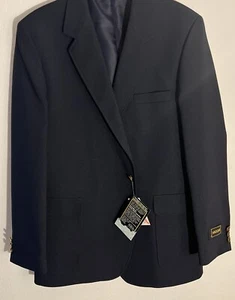 Vintage Men's Navy Blazer Haggar Size 44 2-Button Pockets Washable NWT - Picture 1 of 12