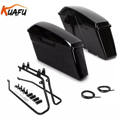 Painted Hard Saddlebags w/ Conversion Brackets For Harley Softail Fatboy 84-17 - Image 1 of 4