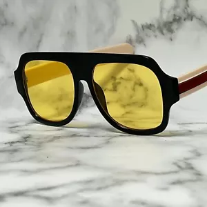 Women Men Sunglasses Yellow Lens Luxury Model Oversize Shades Hip Hop Classy NEW - Picture 1 of 37