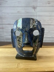 Máscara de muerte entierro azul azteca maya cara ceremonial escultura piedra abulón de 5 - Imagen 1 de 10