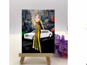 VINTAGE VOGUE Miniature Art 2.5”"x3.5” Signed, WITH MINI WOOD EASEL - Picture 1 of 3