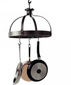 Enclume Dutch Crown Ceiling Pot Rack Organizer Hammered Steel Classic Round - Picture 1 of 4