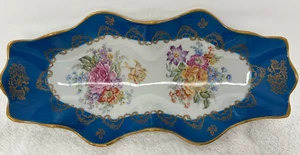Limoges Ligne D’Art Tirage Reserve Blue & Gold Ruffle Pattern Dish - 11" - Picture 1 of 9