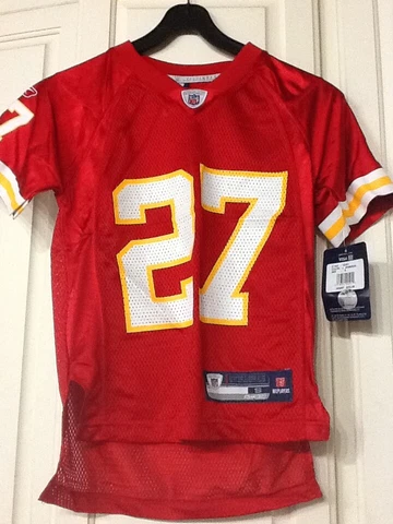 NFL Larry Johnson #27 Kansas City Chiefs Red Screen Printed Youth Jersey - XL Cover