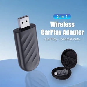 2 In 1 Wired To Wireless CarPlay Android Auto Adapter Car Ai Box Plug And Play - Picture 1 of 12