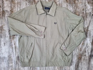 Fred Perry Mens Bomber Harrington Jacket Size M Medium Beige Full-Zip Light - Picture 1 of 12
