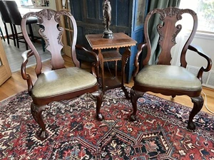 Pair ETHAN ALLEN Queen Anne Mahogany Armchairs - Picture 1 of 3