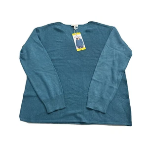 Ella Moss Ribbed Small Blue Sweater NEW Womens (Pulled thread on Front Center) - Picture 1 of 14
