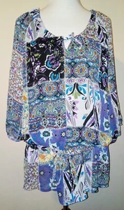 Blusa Belle Tweed Para Mujer Talla 14W/16W Patchwork Cuchara Floral Paisley - Imagen 1 de 19