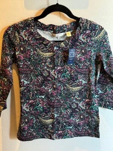 NTW - Liz Claiborne Paisley Blouse Top 3/4 Sleeve - Size Petite Small - Picture 1 of 4