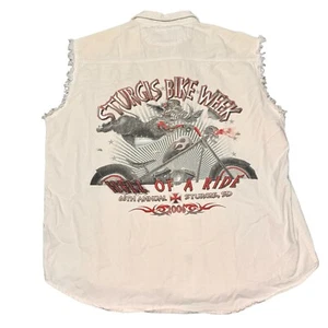Sturgis Bike Week 2006 Button Shirt Herren Gr. L Large weiß ärmellos Grafik - Bild 1 von 6