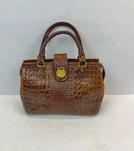 Vintage Brahmin Brown Crocodile Embossed Leather Purse Handbag Shoulder Bag - Picture 1 of 10