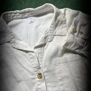 Old Navy Popover Linen Blend Shirt Dress Size XL White Beach Summer Casual NWT - Picture 1 of 14