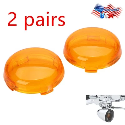 4X Turn Signal Light Amber Lens Cover For Harley Davidson Electra Glide Dyna US - Image 1 of 4