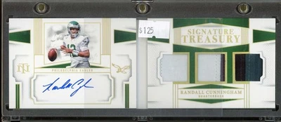 Parche de folleto National Treasures Randall Cunningham 2023 automático #/10 Foto 1 de 2