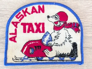 Vintage Alaskan Taxi Polar Bear on Snow Mobile Alaska Souvenir Embroidered Patch - Picture 1 of 9
