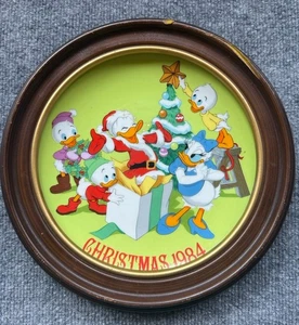 Plato Disney Navidad 1984 en marco Pato Donald y familia, ¡numerado! 🎄 - Imagen 1 de 6