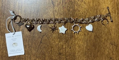 Nuevo Brazalete LUNA NORTE Chapado en Oro Ónix Madreperla Icono Celestial Dije Foto 1 de 3