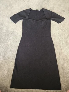 SPORTSGIRL Ribbed Black Midi Dress - Size M - Picture 1 of 8