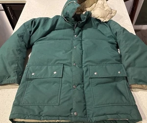 Vintage REI Co-op Down Puffer Jacket Mens Large Green Hooded Parka Seattle 70s - Bild 1 von 19