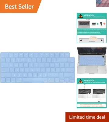 Capa de teclado elegante textura sólida para modelos MacBook Air 15 e Pro - Azul ar - Imagem 1 de 4