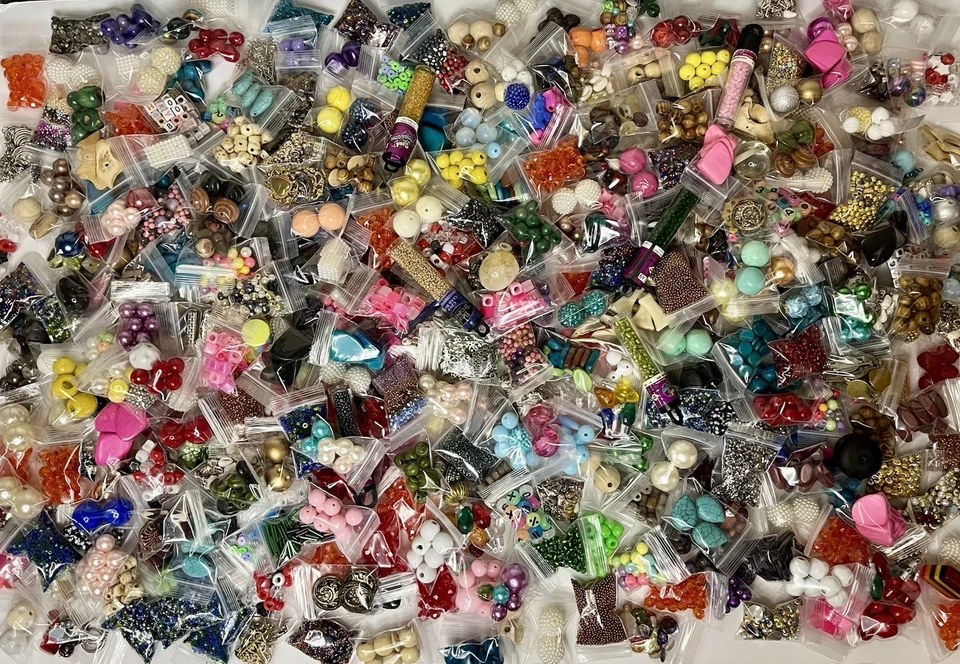 50 Bags Assorted Beads Charms Pendants Jewelry Making Lot Variety Grab Bag Mix - Image 1 of 4